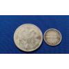 Image 1 : 1929 Great Britain 1 Florin Silver Coin & 1967 Silver Canadian 10 Cent Coin
