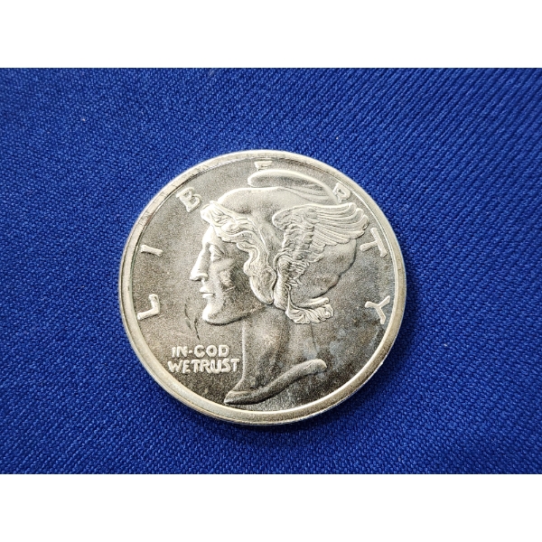 One Troy Ounce .999 Fine Silver Round - Mercury Dime Design