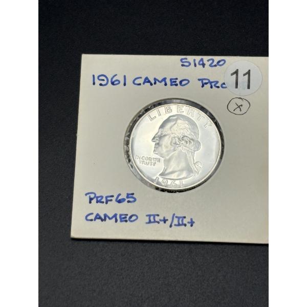 1961 Cameo Proof Quarter - PRF65 Cameo II+/II+ - In Holder ~ 