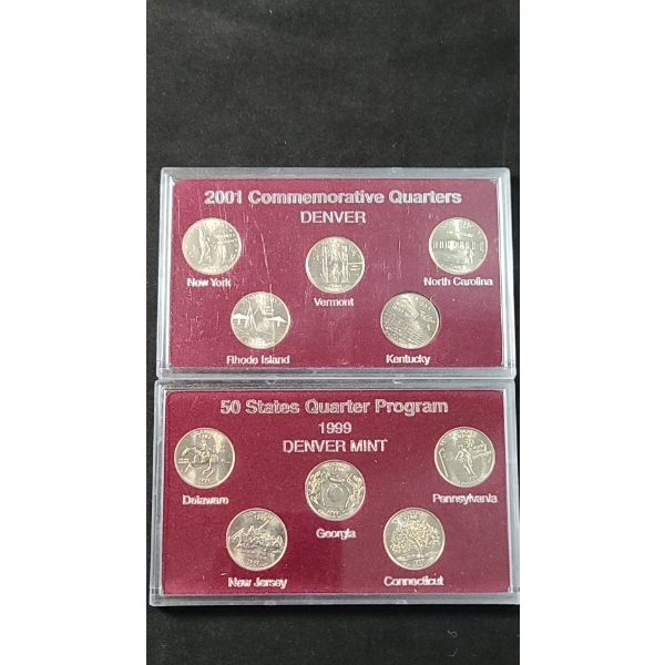 (2) U.S State Quarters Program Coin Sets From Denver Mint - 1999 & 2001