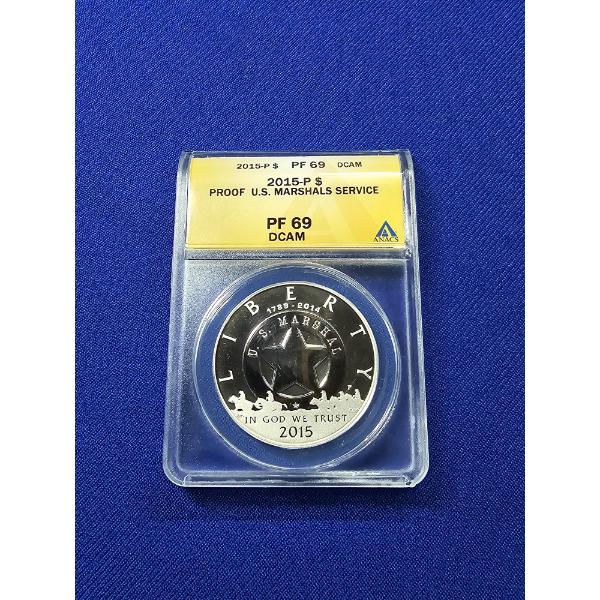 2015- P U.S. Marshall Service Silver Dollar - ANACS PF69, DCAM, Uncirculated, Beautiful Coin