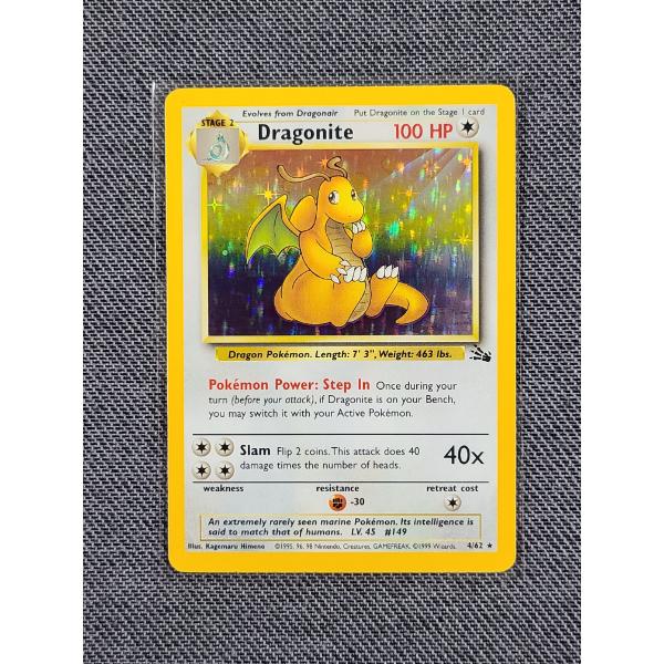 Dragonite 4/62 Holo Rare Pokemon Fossil Set Trading Card 