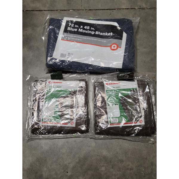 New 72''x45'' Moving Blanket & New 6ftx8ft Tarps