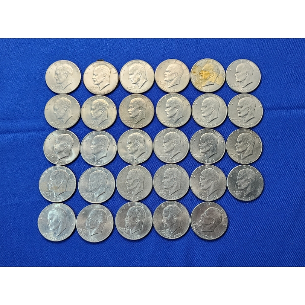 Lot of (29) Assorted Eisenhower Dollars - Bicentennial, 1978, 1974, 1972, 1971 FV: $29.00