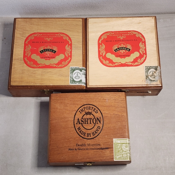 Three Nice Wooden Cigar Boxes ~ Perfect for Storage!
