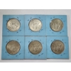 Image 2 : x6 Assorted Years 40% Silver Kennedy Half Dollars FV: $3.00