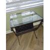 Image 2 : PICKUP IN NORTHFIELD - 2nd Of 2 Glass Top Metal Magazine Rack 24" Tall - 16" x 18" - Includes Plants