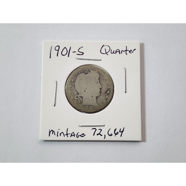 ~KEY DATE & RARE INVESTMENT OPPORTUNITY! ~ Highly Sought After U.S. 1901-S Barber Silver Quarter