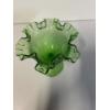 Image 2 : Fenton Green Glass Vase - Double Crimped - Beautiful, Enchanting Green Glass Vase 