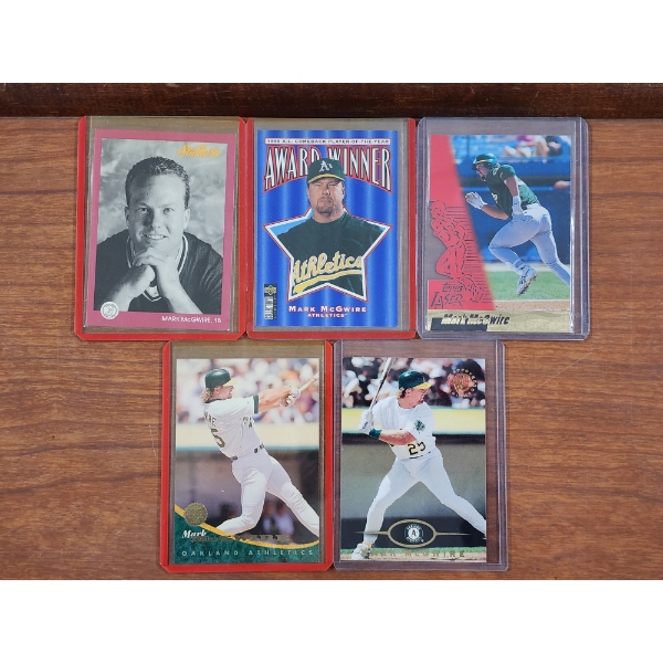 Five Assorted Mark McGwire Baseball Trading Cards