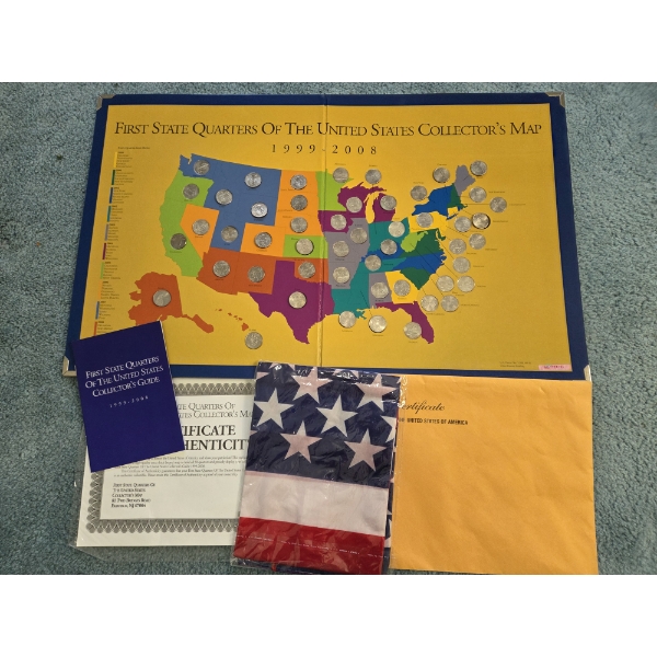 PICKUP IN CANTON - Complete With Quarters - State Quarter Map And New Small US Flag 