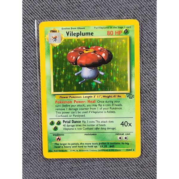 Vileplume 15/64 Holo Rare Pokemon Jungle Set Trading Card