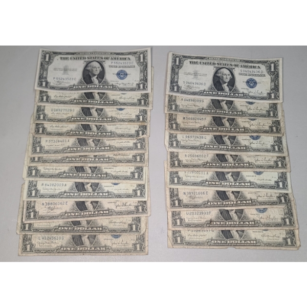 Lot Of (20) Assorted Series United States $1 Silver Certificates - Face Value: $20.00