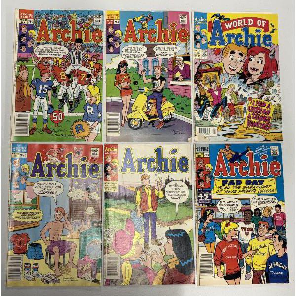 6 Assorted Year Vintage Archie Comic Books