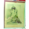 Image 1 : Original Vintage "Bessie Pease Gutmann"  Hand Colored-  Pouting Girl With Puppy - 19" x 15"  