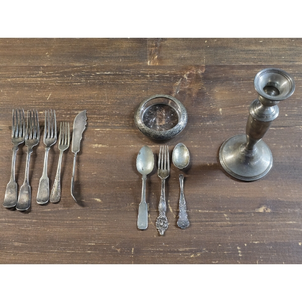 Flatware: Silverplate 194.2g TW, Sterling 75.6g TW - Sterling Rim Bowl 173.2g TW and more