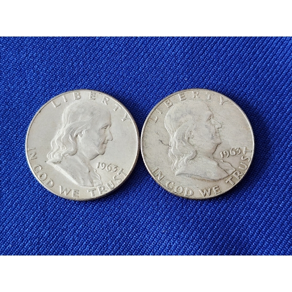 2 - 90% Silver Franklin Half Dollars FV: $1.00