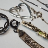 Image 7 : Nice Lot of Sterling Silver Jewelry Including Gorgeous Gold-Tone Opal Bracelet TW: 23.9g
