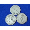 Image 1 : x3 Assorted 90% Silver Walking Liberty Half Dollars FV: $1.50