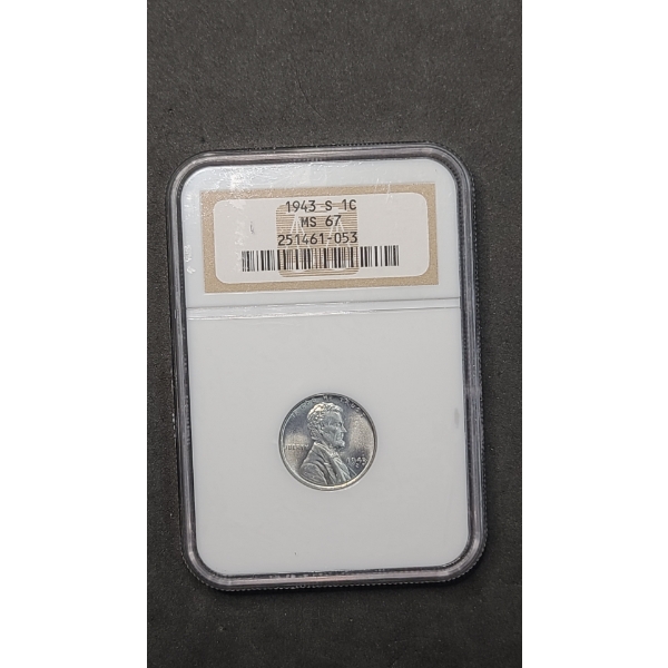 NGC 1943-S MS 67 Lincoln Steel Cent