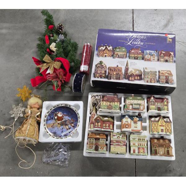 New Dickiens Light Up Village, Vintage Angel Tree Topper, Collector Plate And More