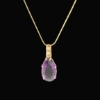 Image 3 : 14k Gold Amethyst & Diamond Necklace & Earring Set - Necklace 13.5" Long - 11.1g TW - Mint Cond.