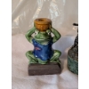Image 3 : Unique Vintage Iron And Marble Cowboy 17" Lamp And 2 Cute 7" Frog Candlesticks