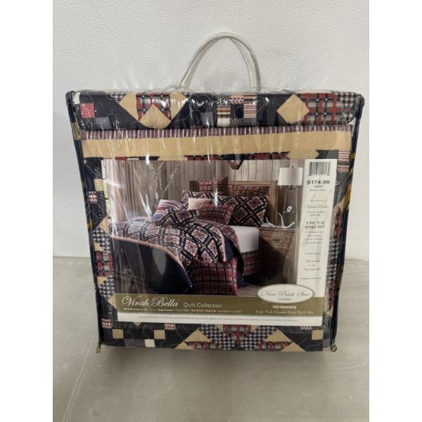 Beautiful Virah Bella Nine Patch Star Full/Queen Size Quilt Set - Brand New