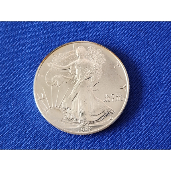 1992 Silver American Eagle $1 Coin - 1 oz .999 Fine Silver