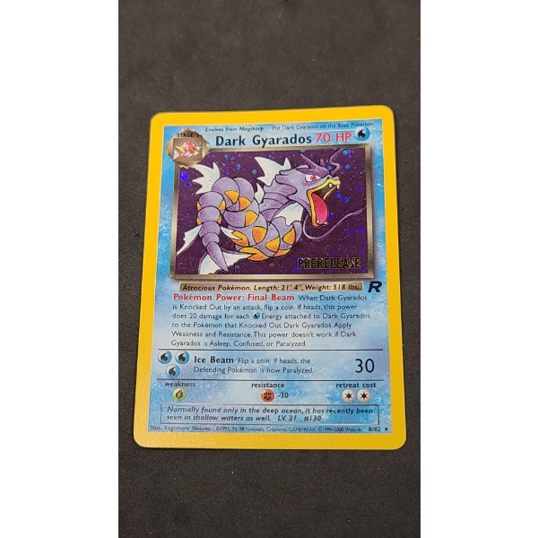 Holo Rare Dark Gyarados Prerelease #8 Pokemon Card From The 2000 Team Rocket Set