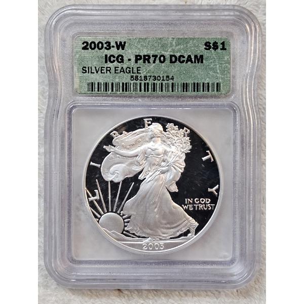 ICG PR70 DCAM "2003-W" American Silver Eagle 1oz. Dollar Proof Coin