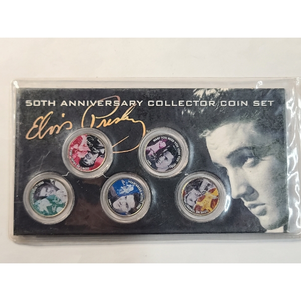 2002 Collectible Elvis Presley 50th Anniversary (5) Colorized U.S. Tennessee Quarters Set 