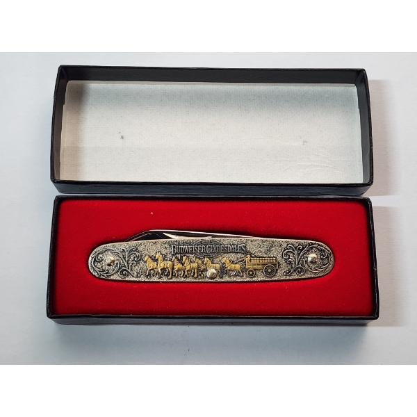 Vintage Kutmaster Budweiser Clydesdales Pocket Knife Made in U.S.A. In Box