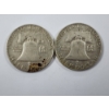 Image 4 : Two 90% Silver United States Franklin Half Dollars ~ 1960-D & 1962-D ~ $1.00 Face Value