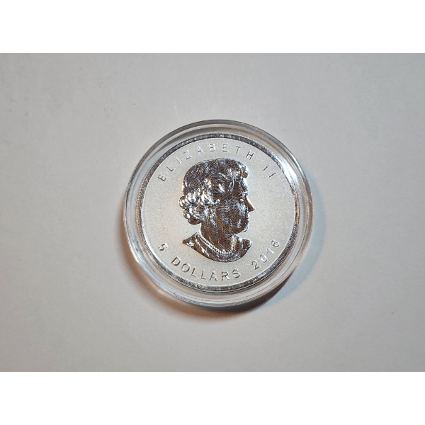 2016 $5 Canadian Maple Leaf Queen Elizabeth II 1 Ounce 9999 Fine Silver Coin