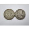 Image 1 : Two 90% Silver United States Franklin Half Dollars ~ Both 1962-D ~ $1.00 Face Value