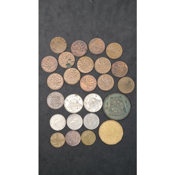 Assorted Foreign Coins Including Canada, Mexico, Belgium & More