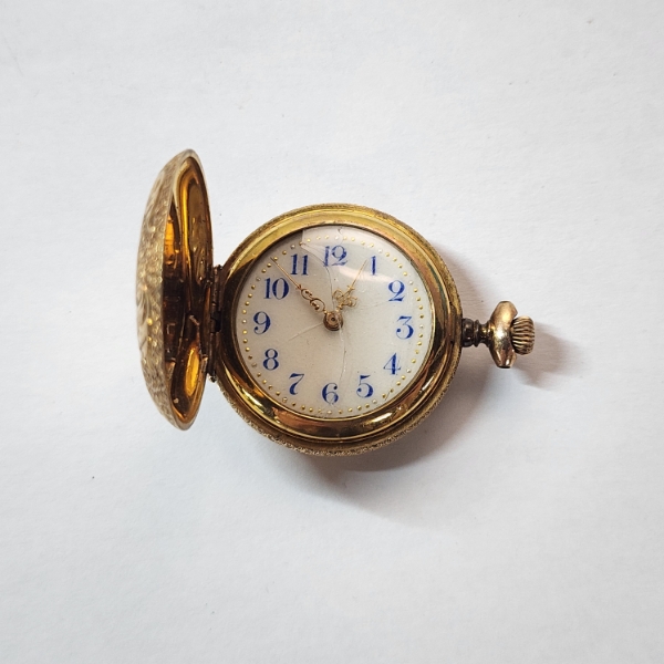 Beautiful Vintage Gold-Tone Pocket Watch - Damaged Glass and Back, See Photos 