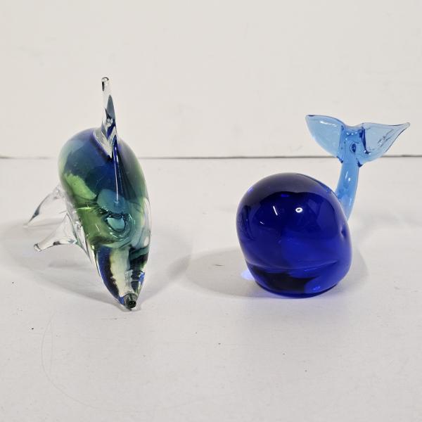Two Vintage Murano-Style Hand-Blown Art Glass Marine Animal Figurines