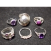 Image 3 : Gorgeous Sterling Silver Rings Ft. Purple Star Ruby & Other Purple Stones - Total Weight: 23 Grams