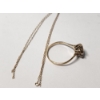 Image 4 : 10K Gold Twist-Detailed Size 12 Ring with Diamond & Two Pieces of 10K Gold Chain - Total Weight: 3.2