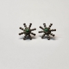 Image 1 : Sterling Silver Sunburst-Style Green Stone Stud Earrings - Total Weight: 1.9g