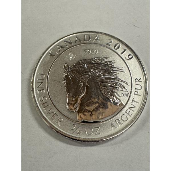 2019 Royal Canadian Mint WILD HORSE 3/4 Oz Silver .9999 Reverse Proof Coin - Mint