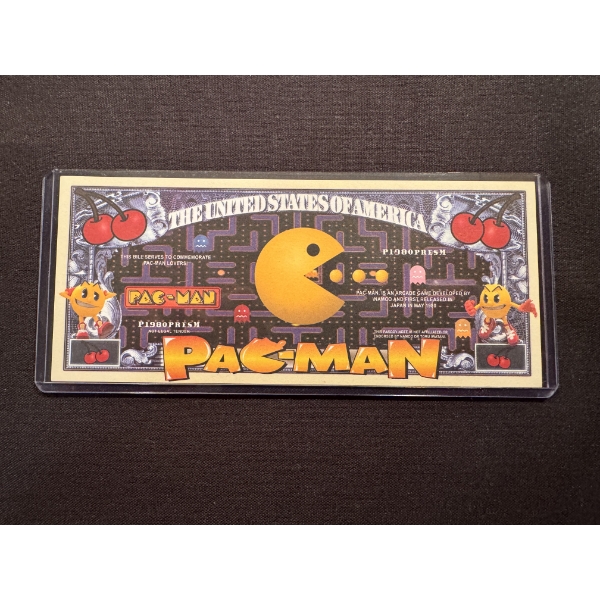 Pac-Man One Million Dollar Bill In Protective Holder - Mint Condition