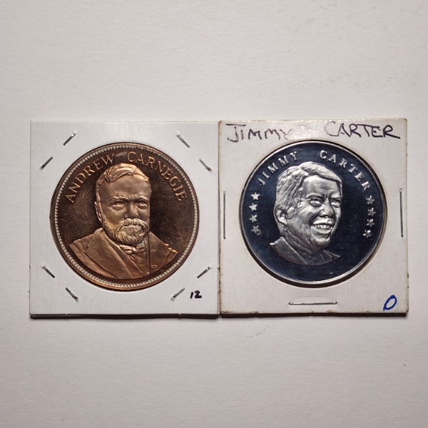 Andrew Carnegie & Jimmy Carter Collectible Coins ~ Gallery of Great Americans & Inauguration Coin