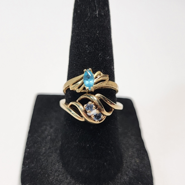 Two Gorgeous 10K Yellow Gold Rings Sizes ~6-7 - TW: 4.1g