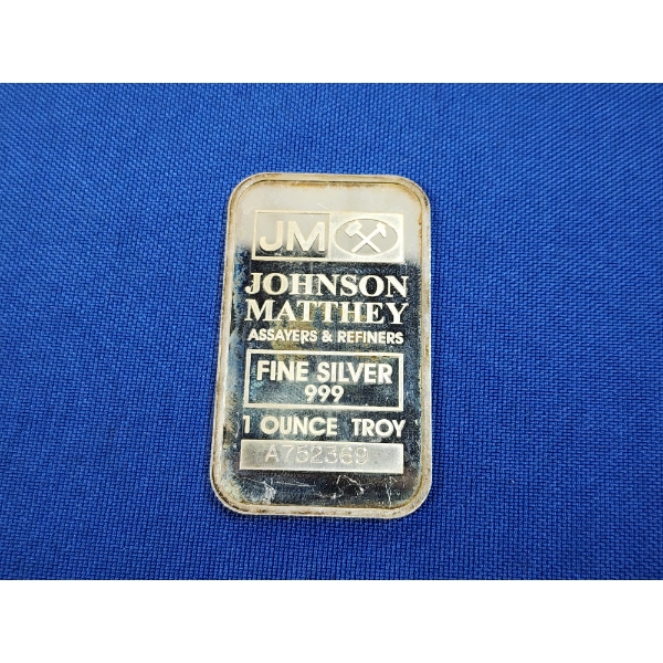 Johnson Matthey 1 Troy Ounce .999 Fine Silver Bar