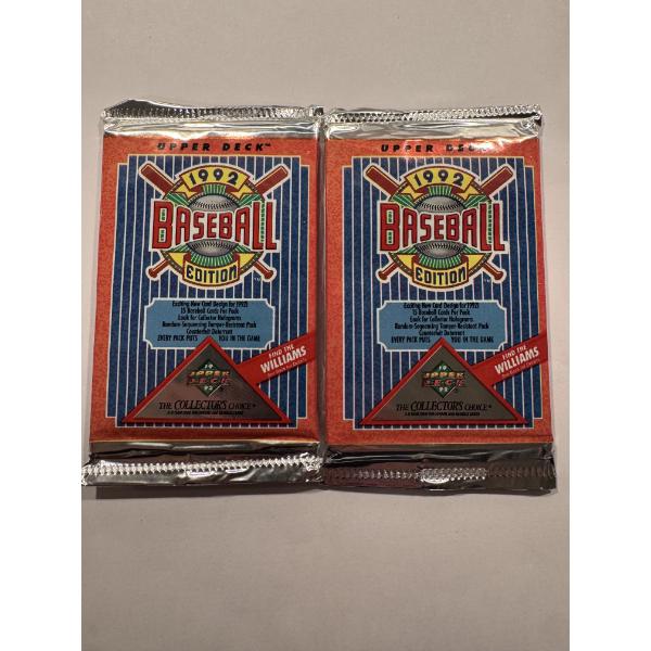 2 - Unopened 1992 Upper Deck Baseball Wax Packs - Mint Condition - Possible Rookie & Star Cards