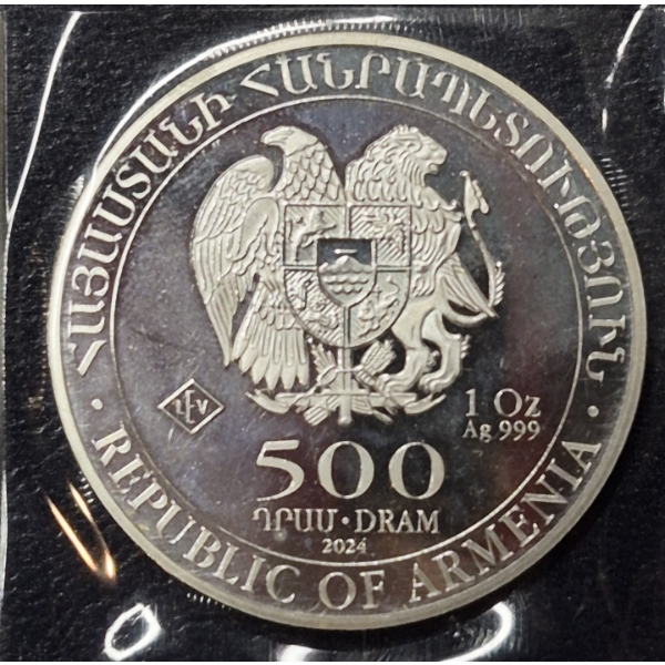 2024 Armenia (Noah's Ark) 500 Dram 1 Oz .999 Silver Coin - Uncirculated