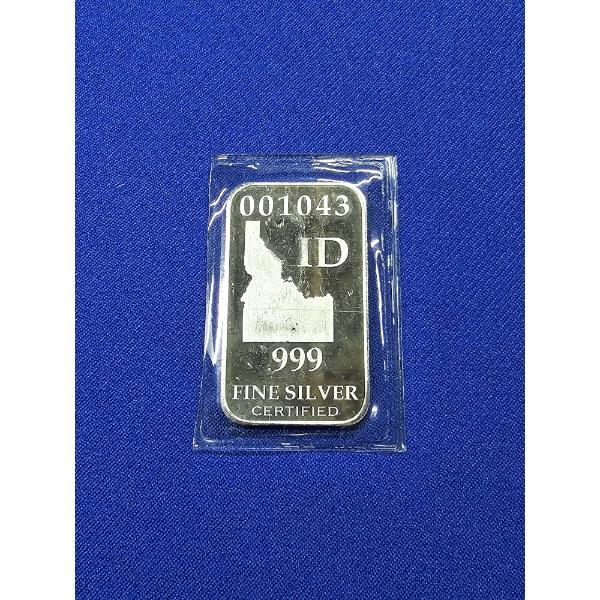 Full Troy oz .999 Fine Silver Idaho U.S. State Silver Bar - Exceptional Condition